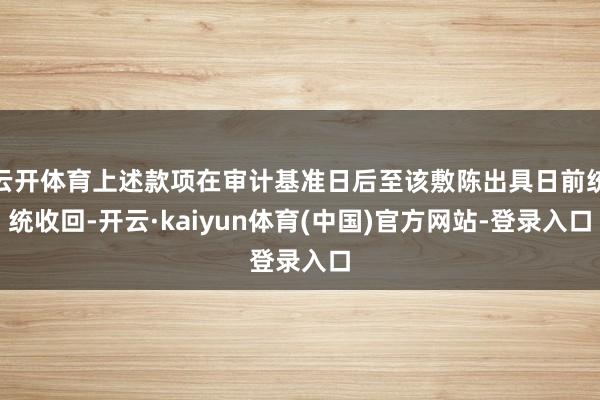 云开体育上述款项在审计基准日后至该敷陈出具日前统统收回-开云·kaiyun体育(中国)官方网站-登录入口