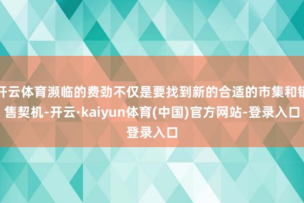 开云体育濒临的费劲不仅是要找到新的合适的市集和销售契机-开云·kaiyun体育(中国)官方网站-登录入口